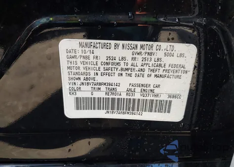 2015 Infiniti Q50 from USA, damaged, VIN JN1BV7AR8FM394142